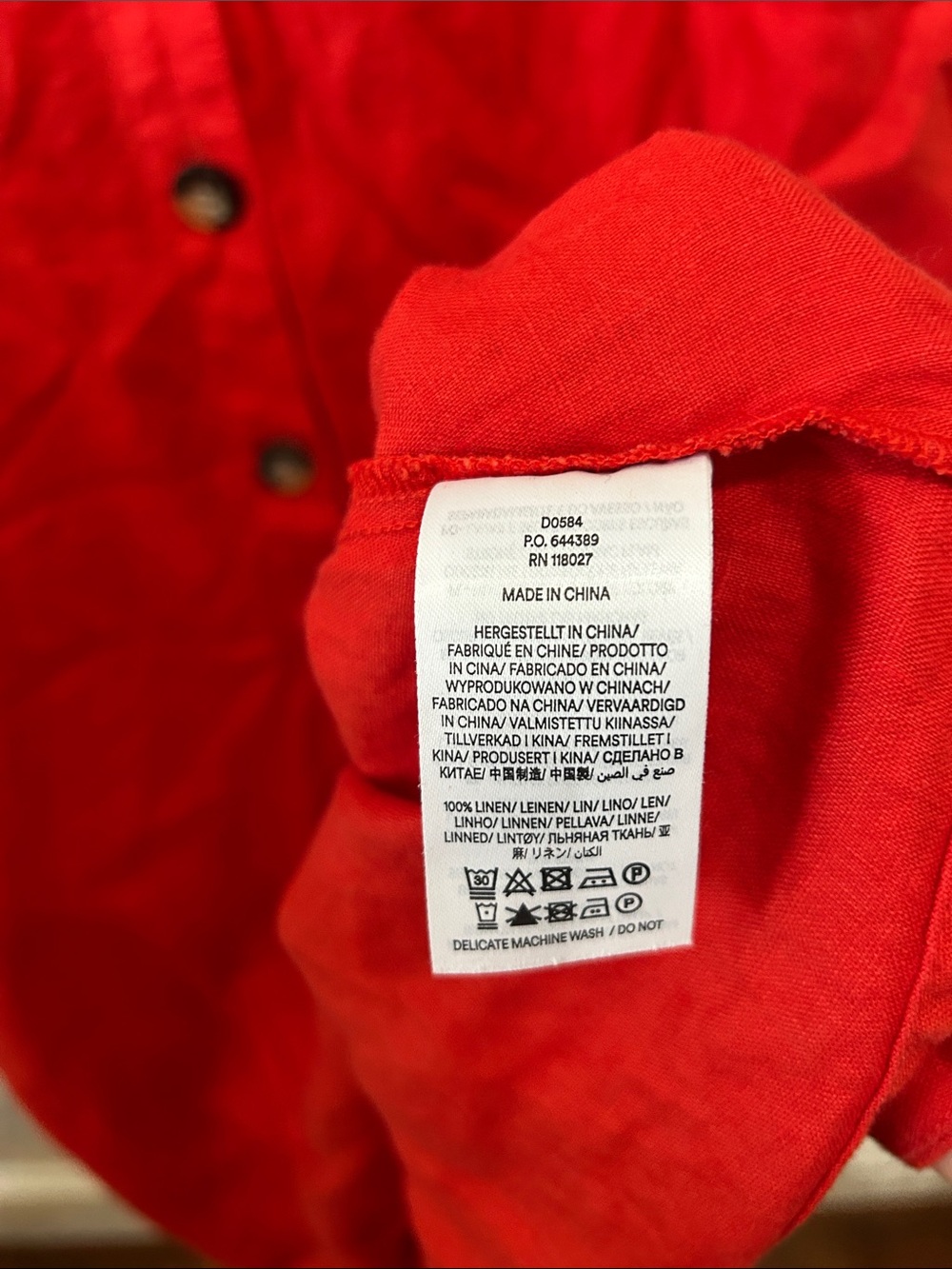 Boden Red Button-Front Short Sleeve 100% Linen Midi Dress Size 10P Petite *read* - Picture 4 of 5